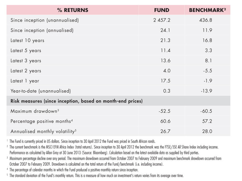 Allan Gray Equity Fund - Risk and return vs benchmark